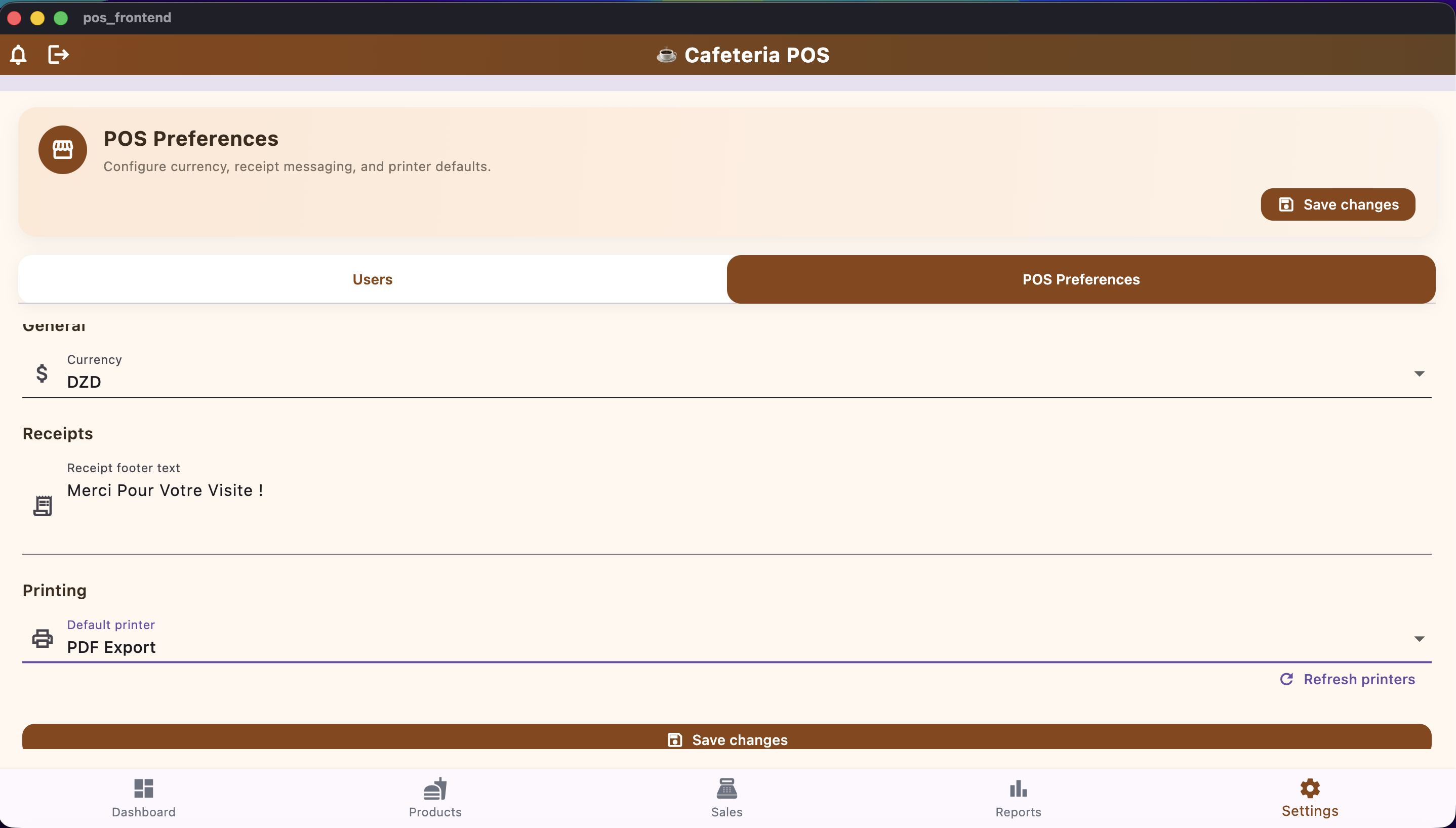 POS System Dashboard